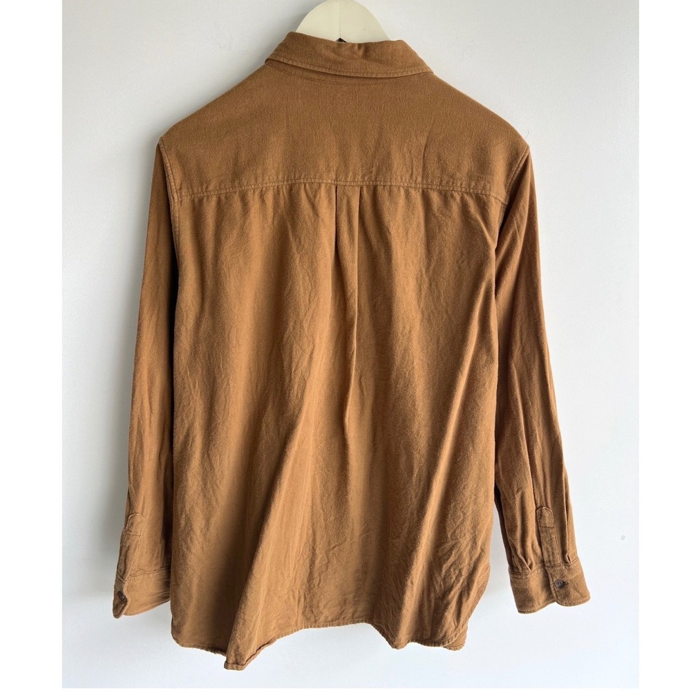 Uniqlo Womens 100% Cotton Flannel Button‎ Down Shirt Camel Brown 231-410396 - Picture 7 of 8